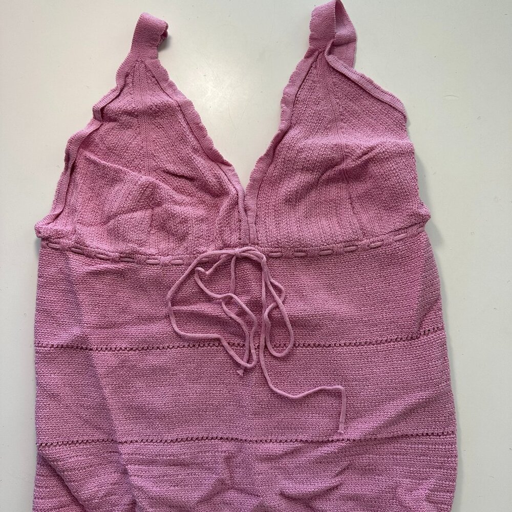 Zara Pink Knit-like Tank Top Large